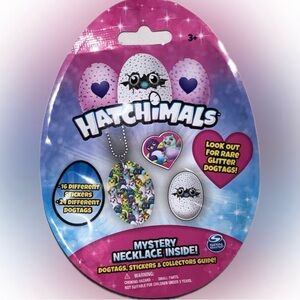 🍄NEW Hatchimals Mystery Necklace Dog Tags (1) Stickers (1) Collectors Guide